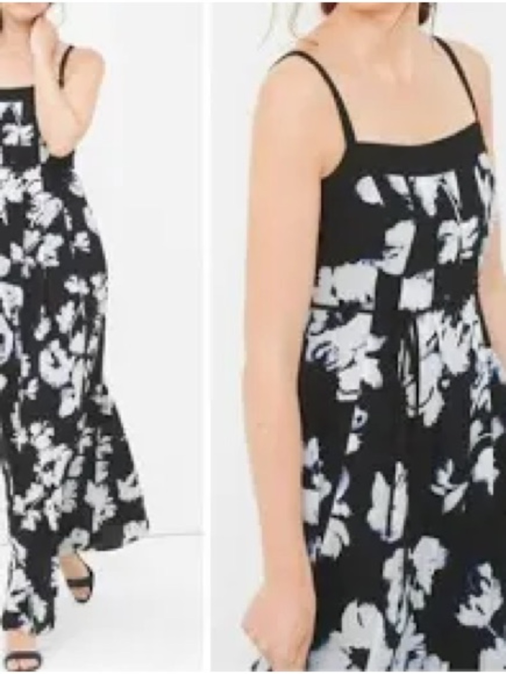 White House Black Market Black & Blue Floral Spaghetti-Strap Maxi Dress